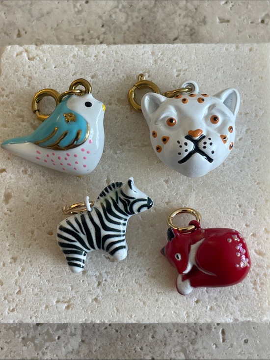 Jewelry - Ceramic Animal Charm Set Bird Leopard Zebra Pig Porcelain Pendant Lot